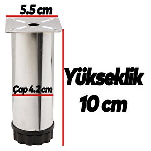 10 Adet Ayarlanabilir Mobilya Masa Puf Sehpa Tv Ünitesi Ayağı Metal Ayak 10 Cm