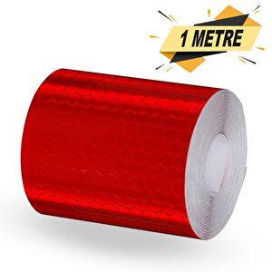 Reflektörlü Reflektif Fosforlu Şerit Bant Petekli Reflekte İkaz Bandı 1 Metre Kırmızı
