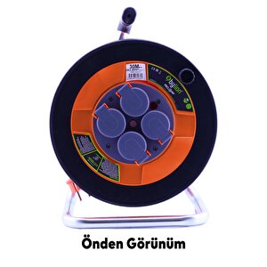 Ip44 Plastik Makaralı Seyyar Kapaklı 4 Prizli Uzatma Kablosu 3x2.5 Mm 30 Metre Termal Sigorta