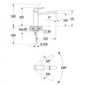 Grohe Eurosmart Cosmopolitan Tek Kumandalı Eviye Bataryası 1/2" 30193000 - 30193000