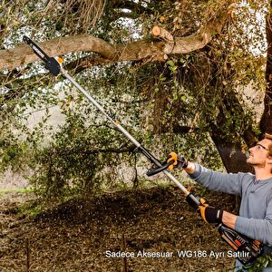 Worx Wa0222 Wg186e.1 Ile Uyumlu 25cm Teleskobik Uzatmalı Zincirli Dal Budama Başlığı