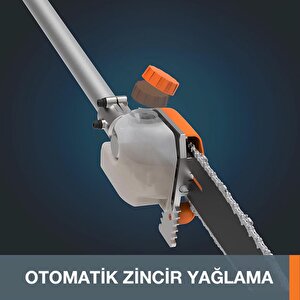 Worx Wa0222 Wg186e.1 Ile Uyumlu 25cm Teleskobik Uzatmalı Zincirli Dal Budama Başlığı