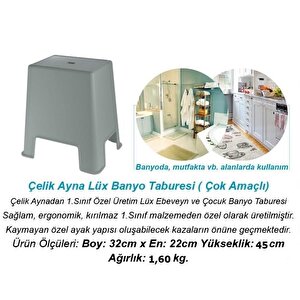 Banyo Taburesi  Büyük Boy Çok Amaçlı Tabure Koyu Gri Clk-481