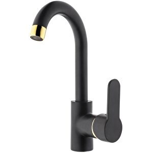 Gms Zirve Siyah Altın Banyo, Eviye, Lavabo Batarya Seti