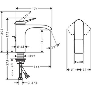 Hansgrohe Vivenis Lavabo Bataryası 110 - 75020000