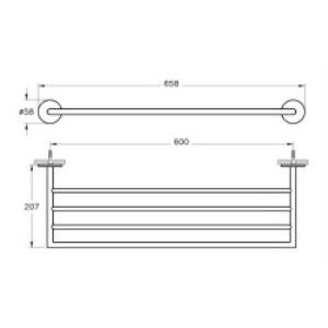 Vitra Origin Havluluk A4489934 Üçlü - Fırçalı Nikel