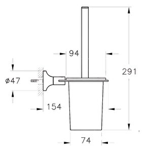 Vitra Base 400 Tuvalet Fırçalığı A44125 Duvardan - Krom