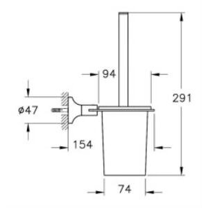 Vitra Base 400 Tuvalet Fırçalığı A44125 Duvardan - Krom