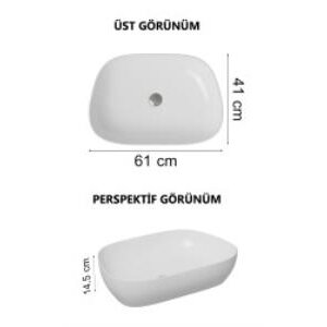 Vitra Outline Çanak Lavabo 5993b403-0016 Tv Shape - 60x41 Cm - Armatür Deliksiz - Su Taşma Deliksiz - Clean - Beyaz