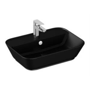 Vitra Geo Çanak Lavabo 7426b083-0001 Dikdörtgen - 60x43 Cm - Tek Armatür Delikli - Su Taşma Delikli - Mat Siyah