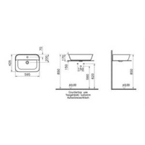 Vitra Geo Çanak Lavabo 7426b083-0001 Dikdörtgen - 60x43 Cm - Tek Armatür Delikli - Su Taşma Delikli - Mat Siyah