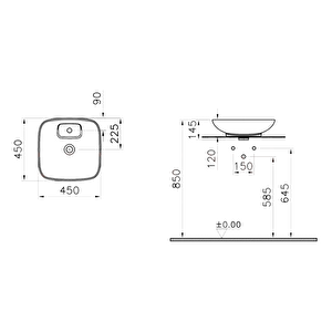 Vitra Memoria 5887b403-0041 Kare Çanak Lavabo, 45cm, Beyaz