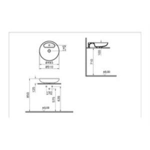 Artema Memoria Çanak Lavabo 5880b403-0563 Yuvarlak - Kompakt - 50x51 Cm - Tek Armatür Delikli - Su Taşma Deliksiz - Clean - Beyaz