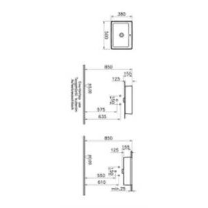 Vitra Nuo Çanak Lavabo 7436b003-0012 Dikdörtgen - Kompakt - 50x38 Cm - Armatür Deliksiz - Su Taşma Delikli - Beyaz