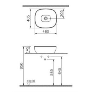 Vitra Outline Çanak Lavabo 5994b403-0016 Dikdörtgen - Kompakt - 45x41 Cm - Armatür Deliksiz - Su Taşma Deliksiz - Clean - Beyaz