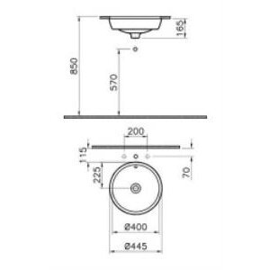 Vitra Metropole Tezgahaltı Lavabo 5940b003-1082 Yuvarlak - Kompakt - 45x45 Cm - Armatür Deliksiz - Su Taşma Delikli - Beyaz
