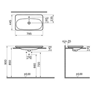 Vitra Nest Trendy 5686b003-0001 Etajerli Lavabo, 80cm, Beyaz