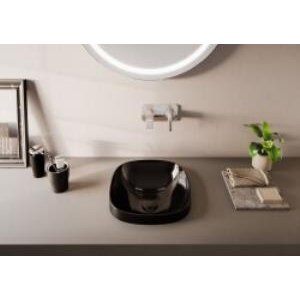 Vitra Frame Tezgahüstü Lavabo 5654b483-0016 Yuvarlak - Kompakt - 40x39 Cm - Armatür Deliksiz - Su Taşma Deliksiz - Clean - Mat Siy