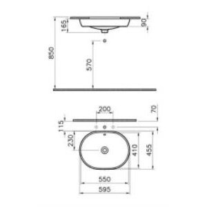 Vitra Metropole Tezgahaltı Lavabo 5942b003-1082 Oval - 60x46 Cm - Armatür Deliksiz - Su Taşma Delikli - Beyaz