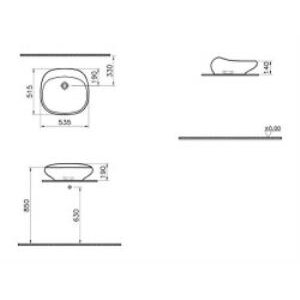 Vitra İstanbul Çanak Lavabo 4520b403-0016 Dikdörtgen - 55x52 Cm - Armatür Deliksiz - Su Taşma Deliksiz - Clean - Beyaz