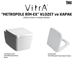 Vitra Metropole Rim-ex Asma Klozet Ve Slim Soft Kapak Takımı, Beyaz