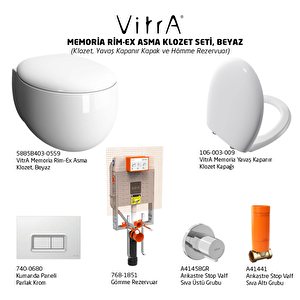 Vitra Memoria Rim-ex Klozet Ve Soft Kapak Seti, Beyaz