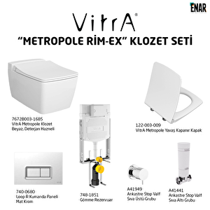 Vitra Metropole Rim-ex Vitrafresh Asma Klozet Ve Slim Soft Kapak Seti, Beyaz