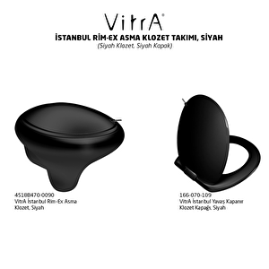 Vitra İstanbul Rim-ex Asma Klozet Ve Slim Soft Kapak Takımı, Siyah