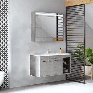 Denko Latte 100 Cm Mdf Retro Gümüş Banyo Dolabı Alt Modül, Lavabo