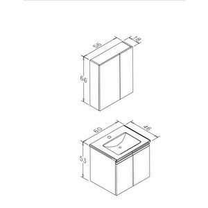 Terme 60 Cm Kaşmir Banyo Dolabı Takımı