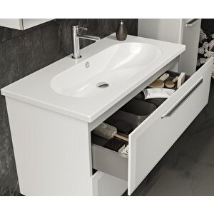 Nuvola 100 Cm Beyaz Banyo Dolabı Alt Modül Ve Lavabo