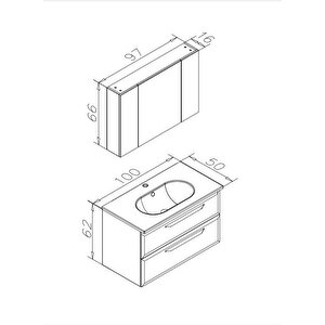 Orka Nuvola 100 Cm Beyaz Banyo Dolabı Alt Modül Ve Lavabo