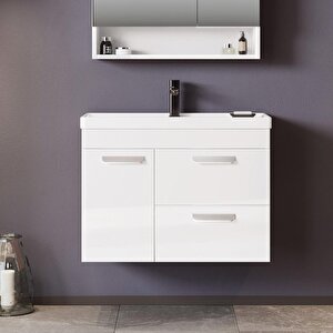 Nova 80 Cm Beyaz Banyo Dolabı Alt Modül Ve Lavabo