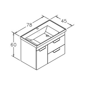 Nova 80 Cm Beyaz Banyo Dolabı Alt Modül Ve Lavabo