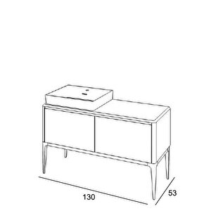Denko Selanik 130 Cm Mdf Füme Banyo Dolabı Alt Modül Ve Lavabo