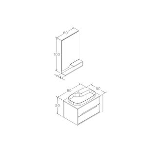 Galia 80 Cm Legnano Banyo Dolabı Takımı