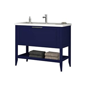 Bastle 100 Cm Mat Lacivert Banyo Dolabı Alt Modül Ve Lavabo