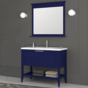 Bastle 100 Cm Mat Lacivert Banyo Dolabı Alt Modül Ve Lavabo