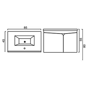 Denko Erel 65 Cm Mdf Beyaz Banyo Dolabı Alt Modül Ve Lavabo