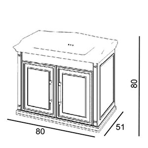 Denko Albatros 80 Cm Mdf Beyaz Banyo Dolabı Alt Modül Ve Lavabo