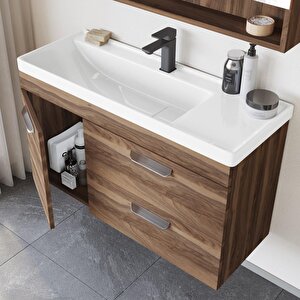 Nova 100 Cm İskoç Ceviz Banyo Dolabı Alt Modül, Lavabo