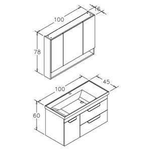 Orka Nova 100 Cm İskoç Ceviz Banyo Dolabı Alt Modül, Lavabo