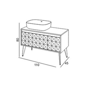 Denko Monart Plus 110 Cm Beyaz Banyo Dolabı Alt Modül Seramik Lavabo