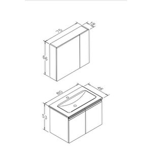 Terme 80 Cm Beyaz Banyo Dolabı Takımı