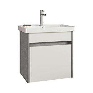 Aydos 55 Cm Retro Gümüş/beyaz Banyo Dolabı Takımı