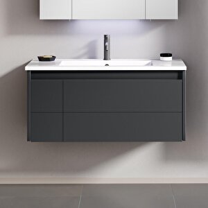 Likya 100 Cm Mat Antrasit Banyo Dolabı Takımı