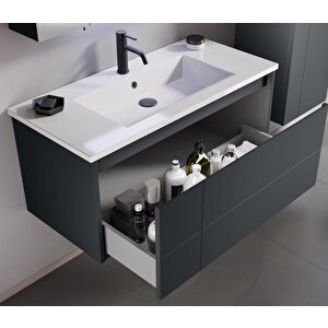 Likya 100 Cm Mat Antrasit Banyo Dolabı Takımı