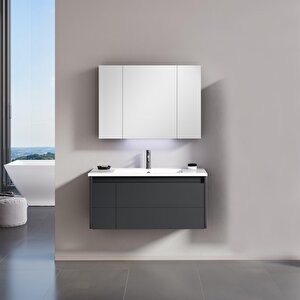 Likya 80 Cm Mat Antrasit Banyo Dolabı Takımı