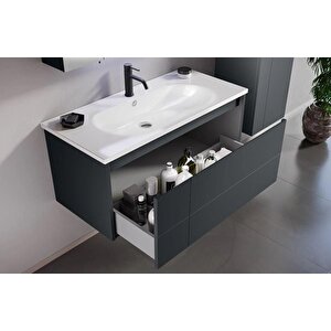 Likya 100 Cm Antrasit Banyo Dolabı Alt Modül Ve Lavabo