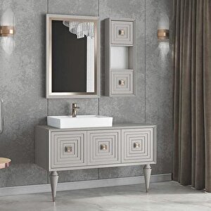 Denko Burcu 120 Cm Mdf Bej Banyo Dolabı Alt Modül Ve Lavabo